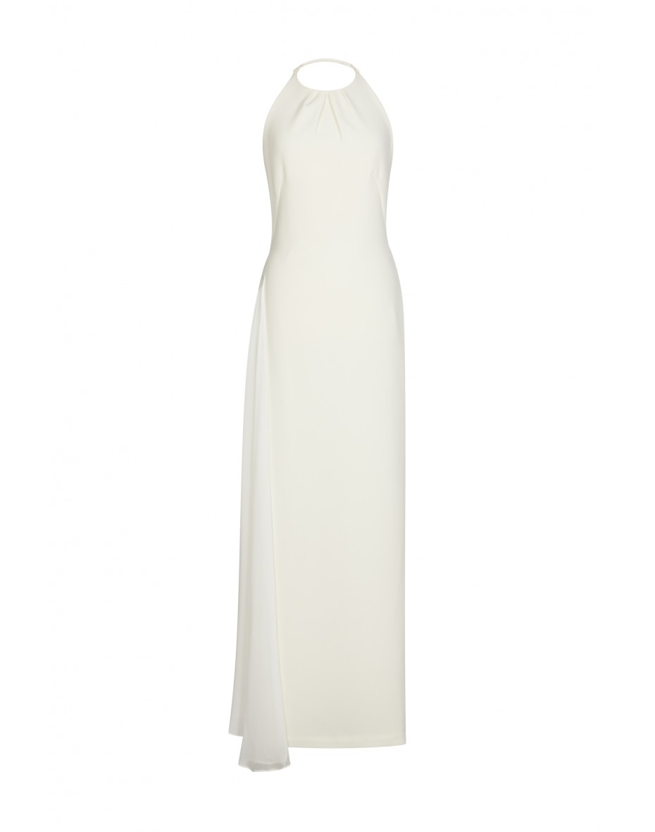 Ecru Cutout silk-chiffon and crepe gown